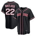 Friene B.Red Sox #22 Garrett Whitlock Player Black Out Home Game Stitched Jerseys