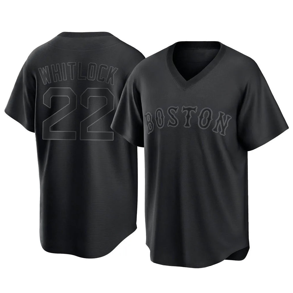 Friene B.Red Sox #22 Garrett Whitlock Player Black T-shirt Home Game Stitched Jerseys