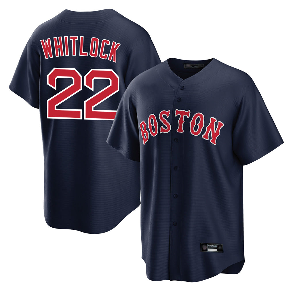 Friene B.Red Sox #22 Garrett Whitlock Player Navy Home Game Stitched Jerseys