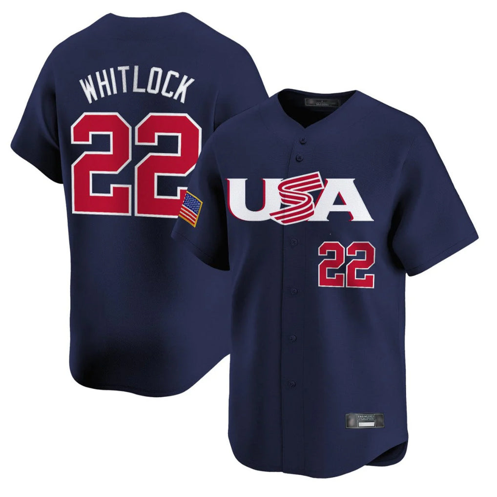 Friene B.Red Sox #22 Garrett Whitlock Player Navy USA World Classic Home Game Stitched Jerseys