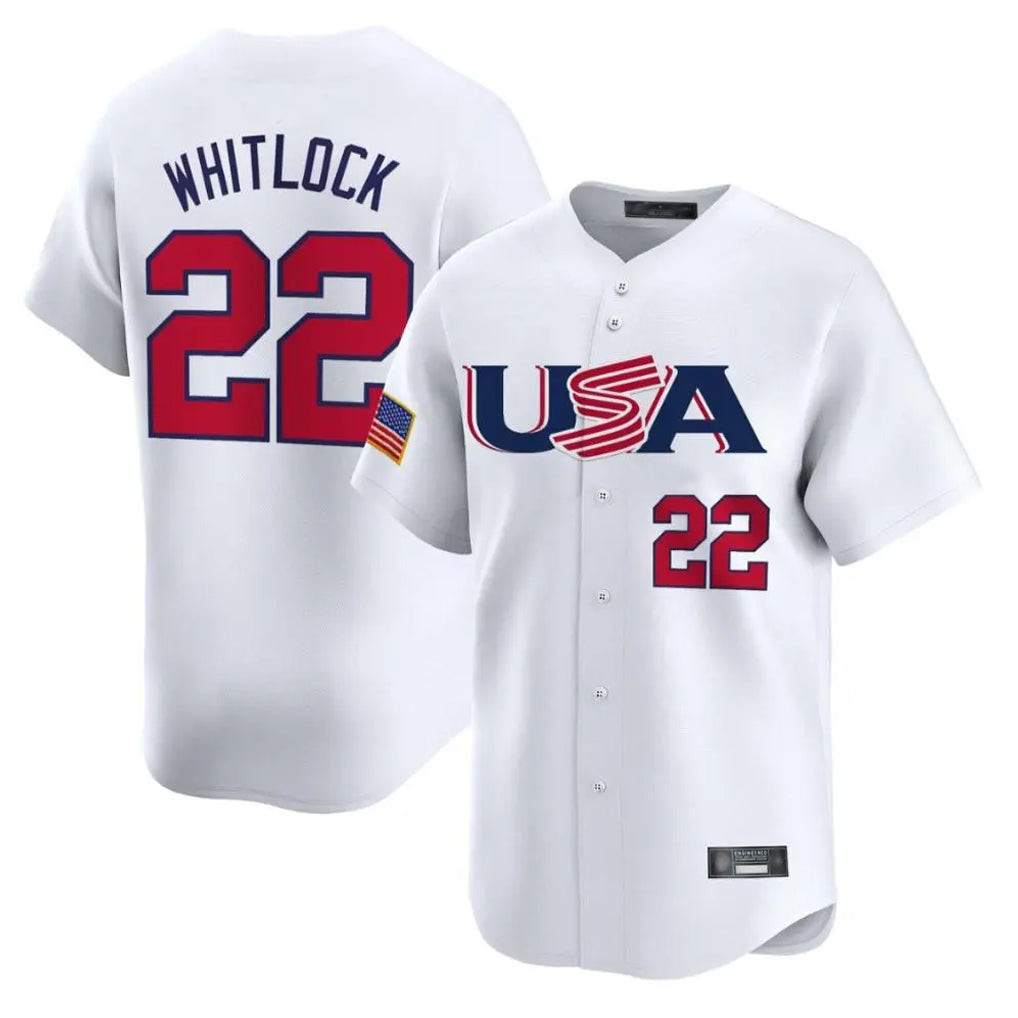 Friene B.Red Sox #22 Garrett Whitlock Player White USA World Classic Home Game Stitched Jerseys