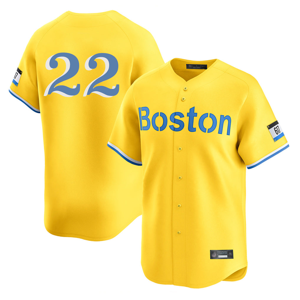 Friene B.Red Sox #22 Garrett Whitlock Player Yellow Limited Home Game Stitched Jerseys