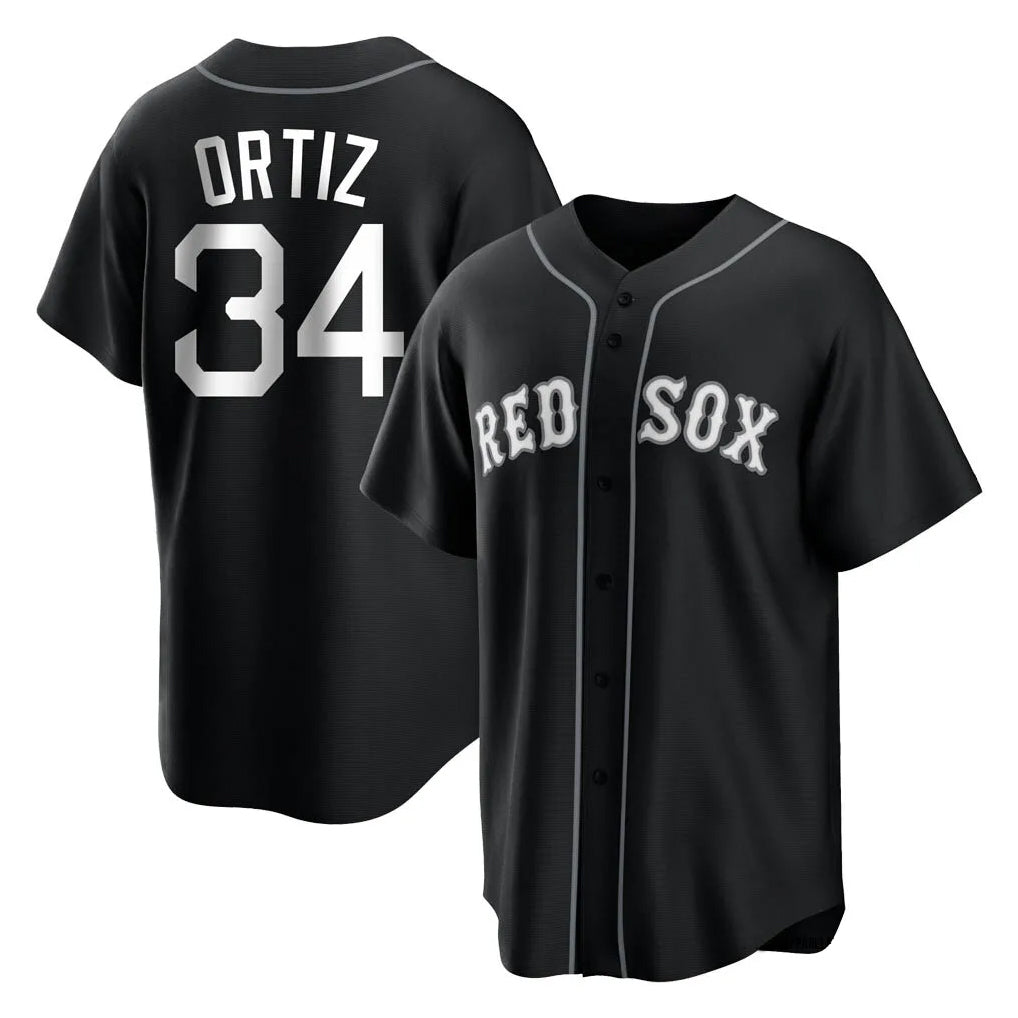 Friene B.Red Sox #34 David Ortiz Player Black Home Game Stitched Jerseys