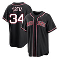 Friene B.Red Sox #34 David Ortiz Player Black Out Home Game Stitched Jerseys