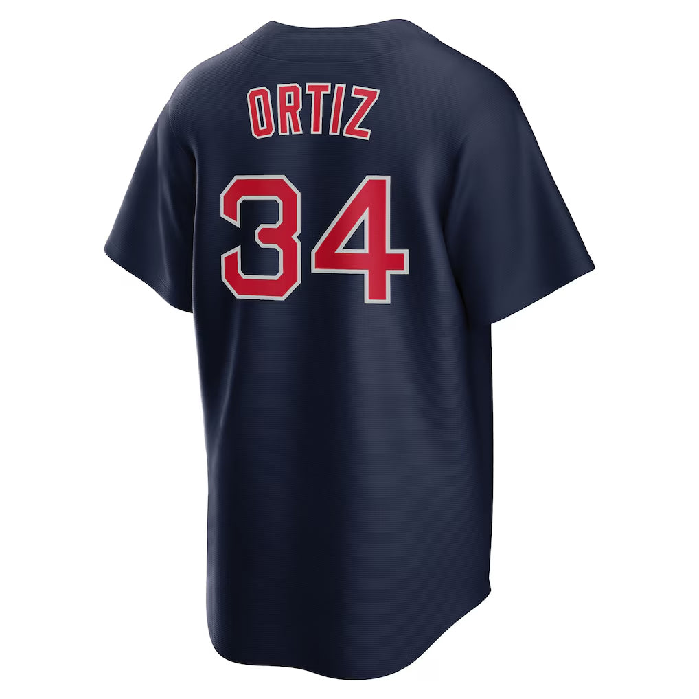 Friene B.Red Sox #34 David Ortiz Player Navy Home Game Stitched Jerseys