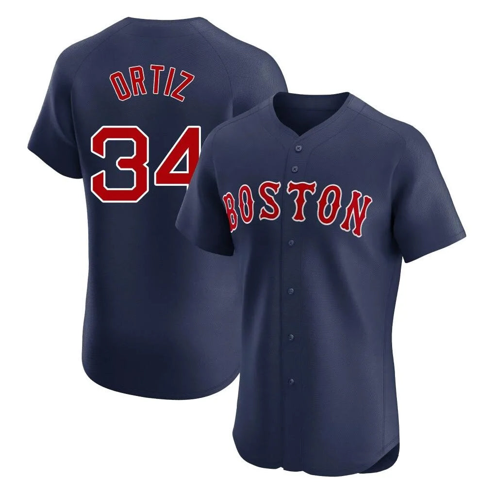 Friene B.Red Sox #34 David Ortiz Player Navy Limited Elite Home Game Stitched Jerseys