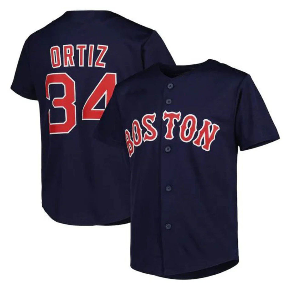 Friene B.Red Sox #34 David Ortiz Player Navy Mitchell & Ness Cooperstown Collection Mesh Home Stitched Jerseys