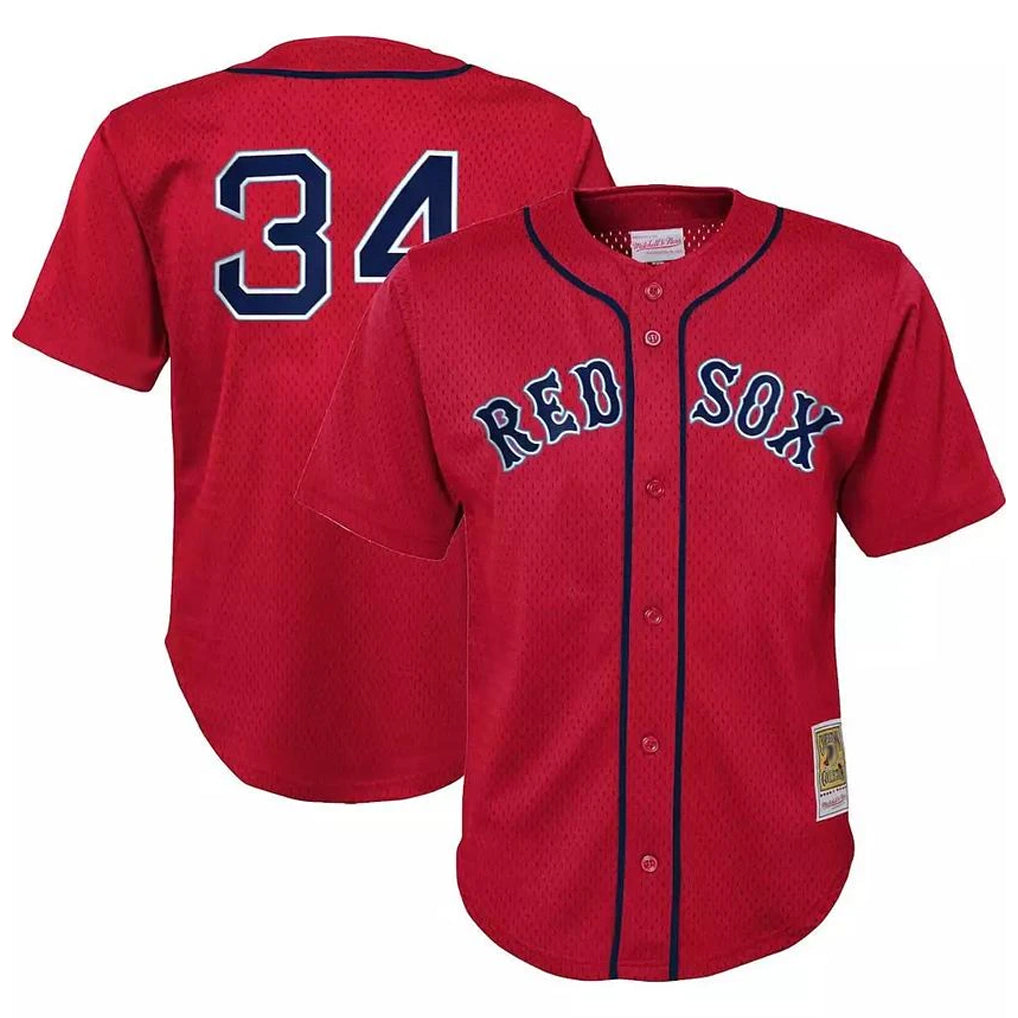Friene B.Red Sox #34 David Ortiz Player Red Mitchell & Ness Cooperstown Collection Mesh Home Stitched Jerseys