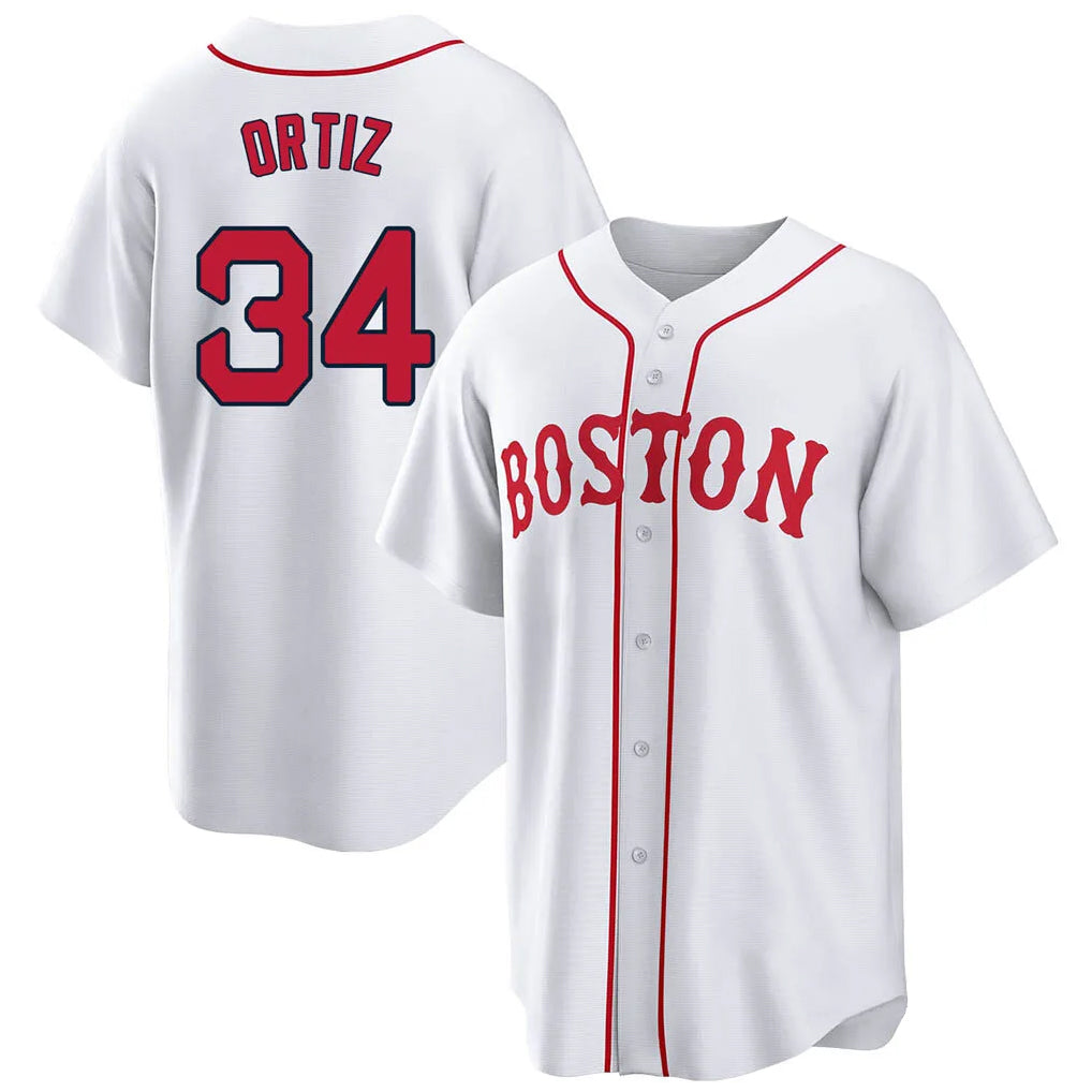 Friene B.Red Sox #34 David Ortiz Player White Game Home Stitched Jerseys
