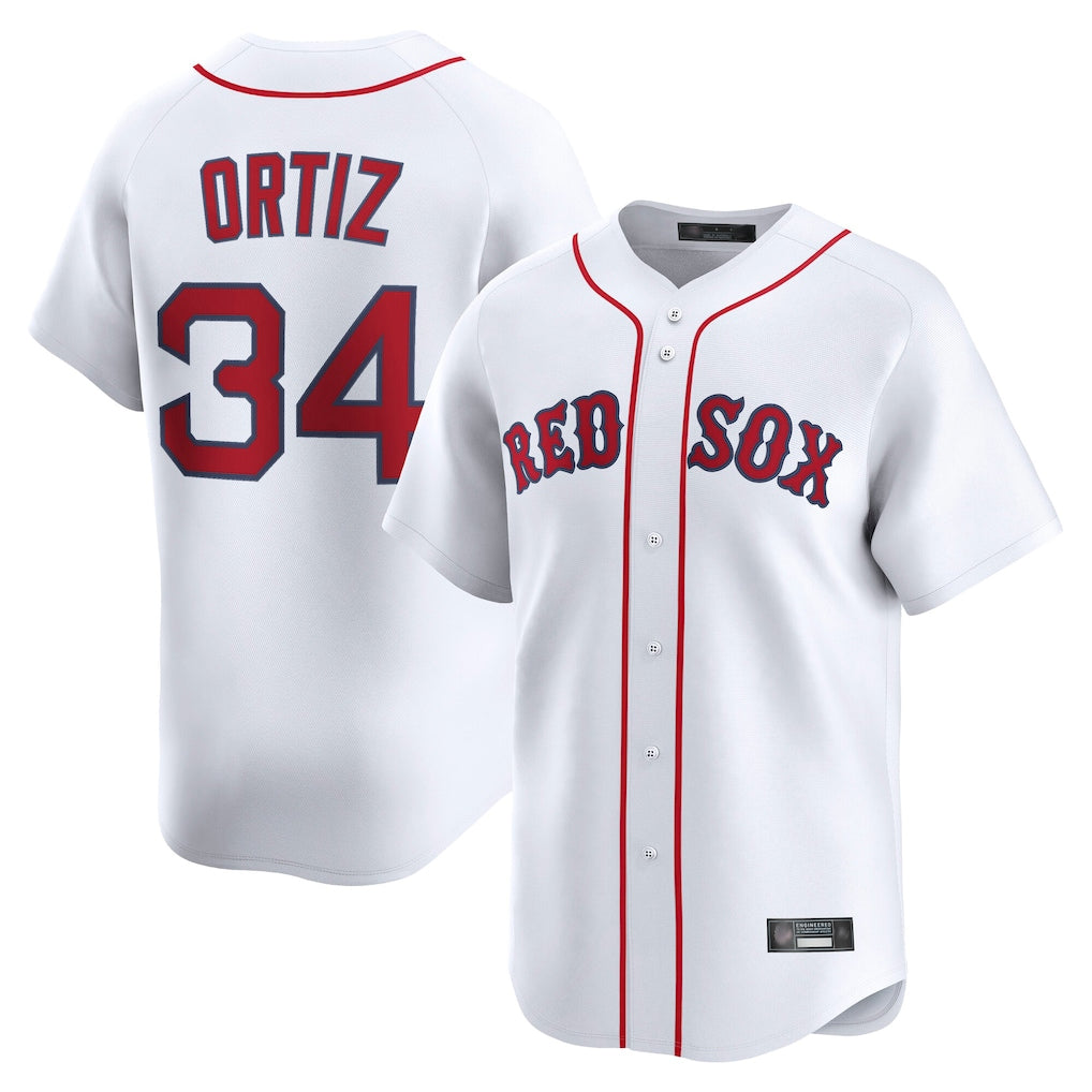 Friene B.Red Sox #34 David Ortiz Player White Limited Home Game Stitched Jerseys