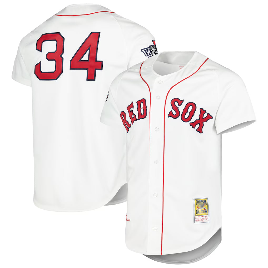 Friene B.Red Sox #34 David Ortiz Player White Mitchell & Ness Cooperstown Collection Mesh Home Stitched Jerseys