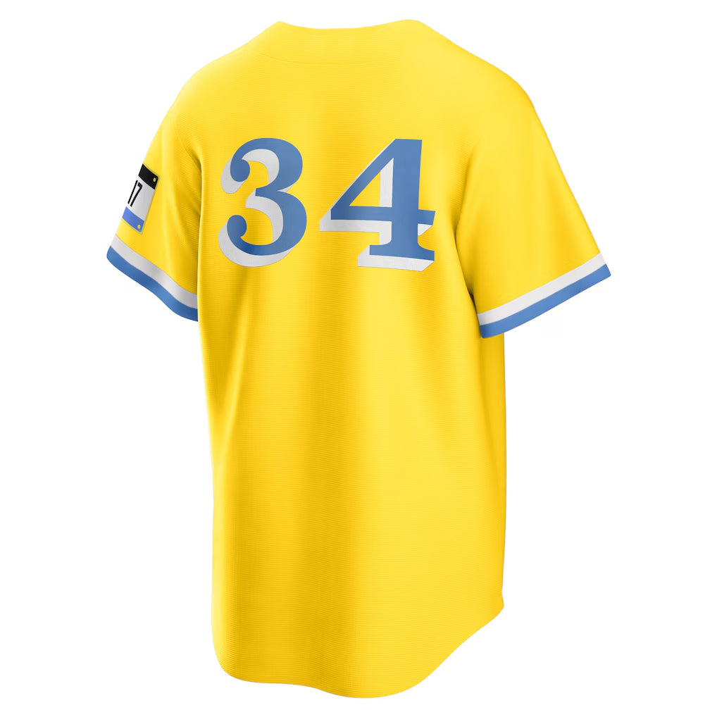 Friene B.Red Sox #34 David Ortiz Player Yellow Home Game Stitched Jerseys