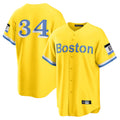 Friene B.Red Sox #34 David Ortiz Player Yellow Home Game Stitched Jerseys