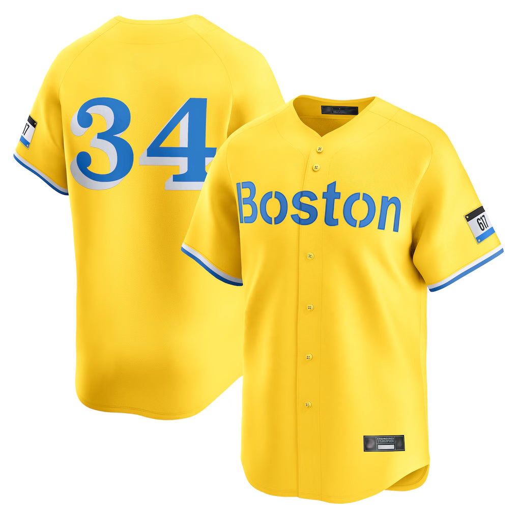 Friene B.Red Sox #34 David Ortiz Player Yellow Limited Home Game Stitched Jerseys