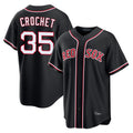 Friene B.Red Sox #35 Garrett Crochet Player Black Out Home Game Stitched Jerseys