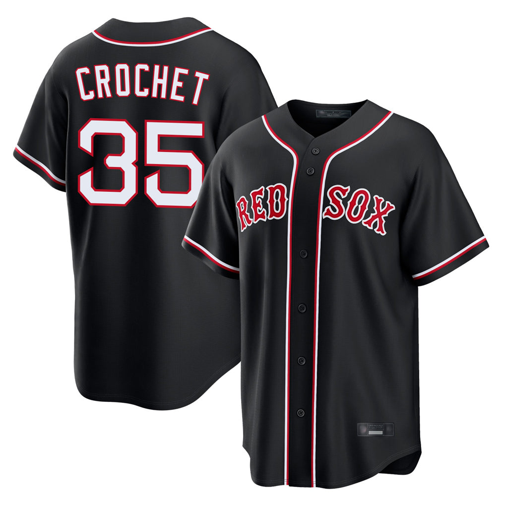 Friene B.Red Sox #35 Garrett Crochet Player Black Out Home Game Stitched Jerseys