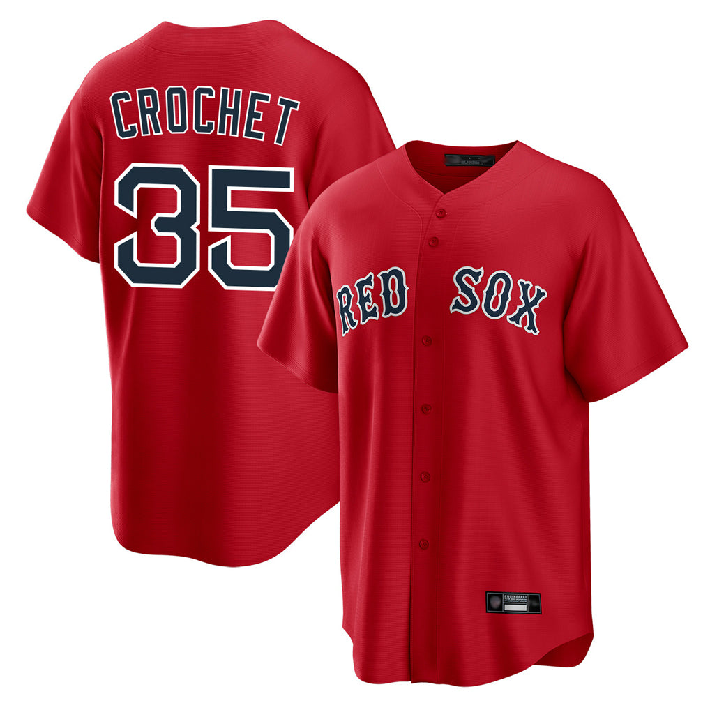 Friene B.Red Sox #35 Garrett Crochet Player Red Home Game Stitched Jerseys