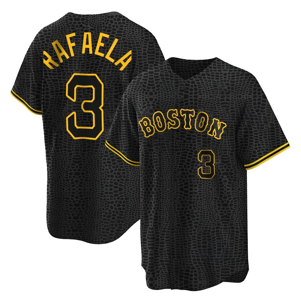 Friene B.Red Sox #3 Ceddanne Rafaela Player Black Snake Skin City Home Game Stitched Jerseys