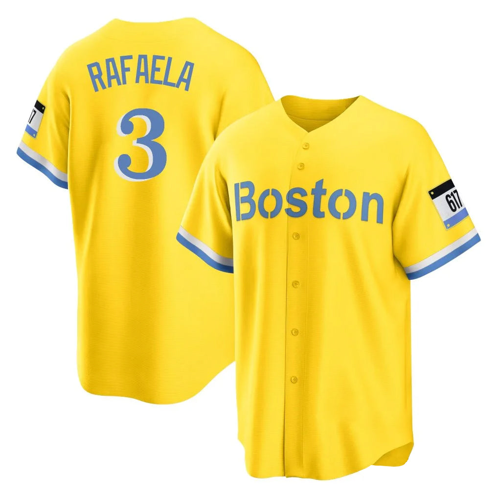 Friene B.Red Sox #3 Ceddanne Rafaela Player Yellow Home Game Stitched Jerseys