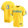 Friene B.Red Sox #3 Ceddanne Rafaela Player Yellow Limited Home Game Stitched Jerseys