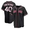 Friene B.Red Sox #40 Willson Contreras Player Black Out Home Game Stitched Jerseys