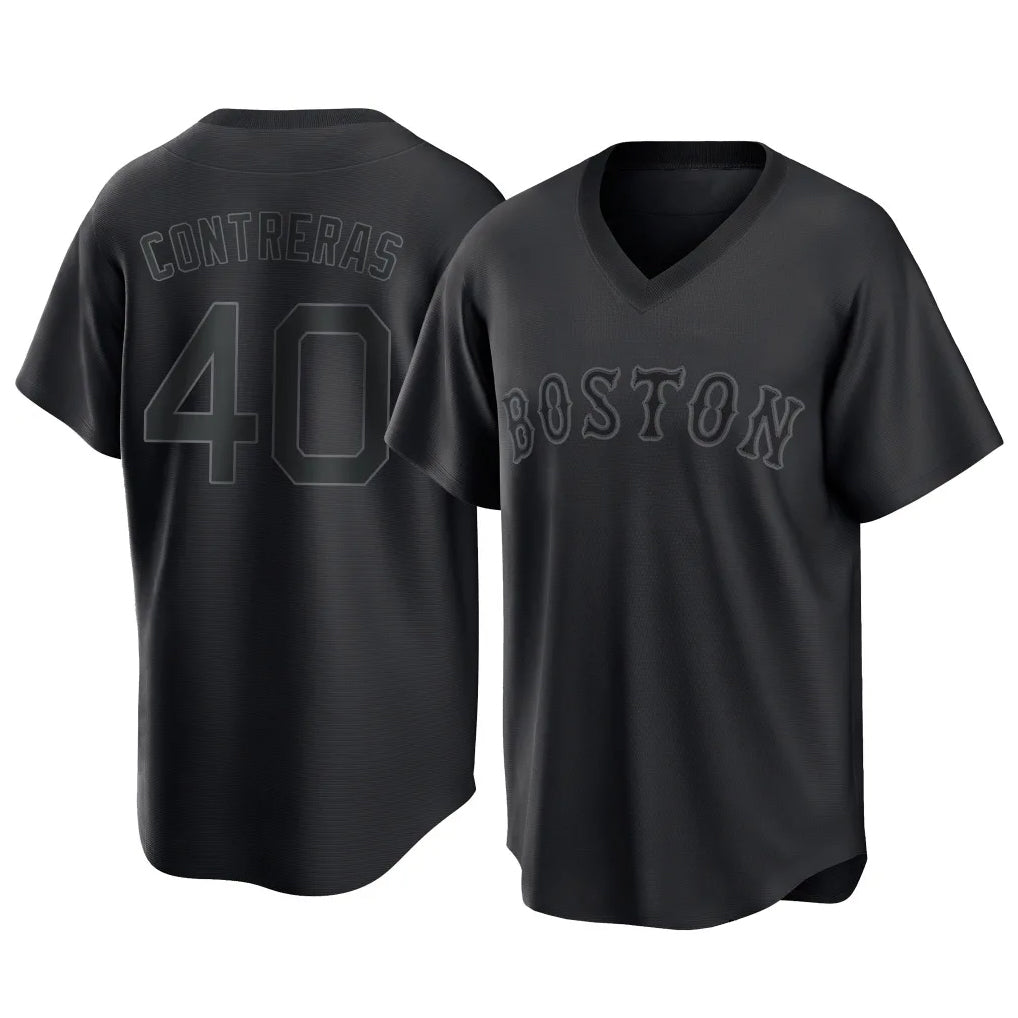 Friene B.Red Sox #40 Willson Contreras Player Black T-shirt Home Game Stitched Jerseys
