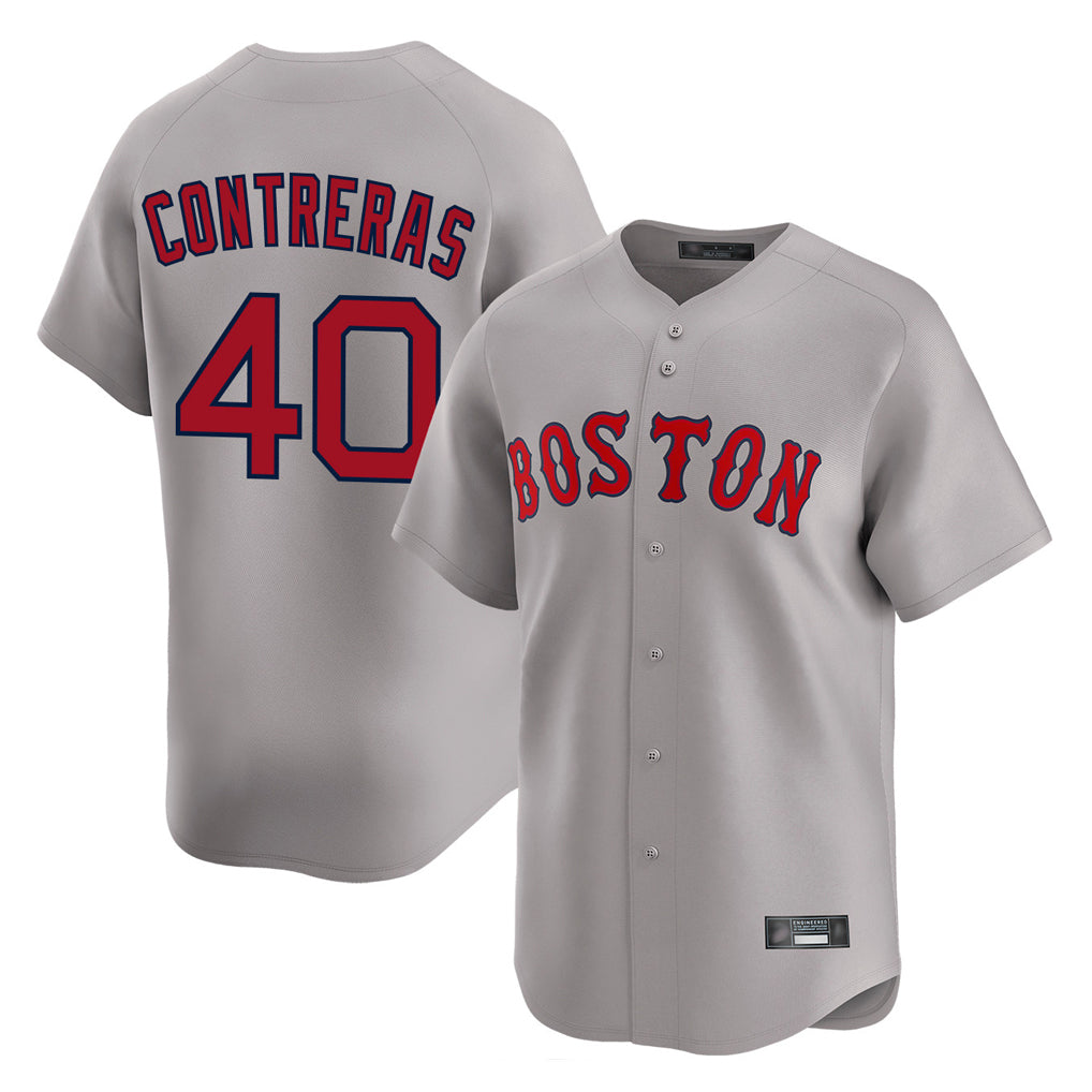 Friene B.Red Sox #40 Willson Contreras Player Gray Road Limited Home Game Stitched Jerseys
