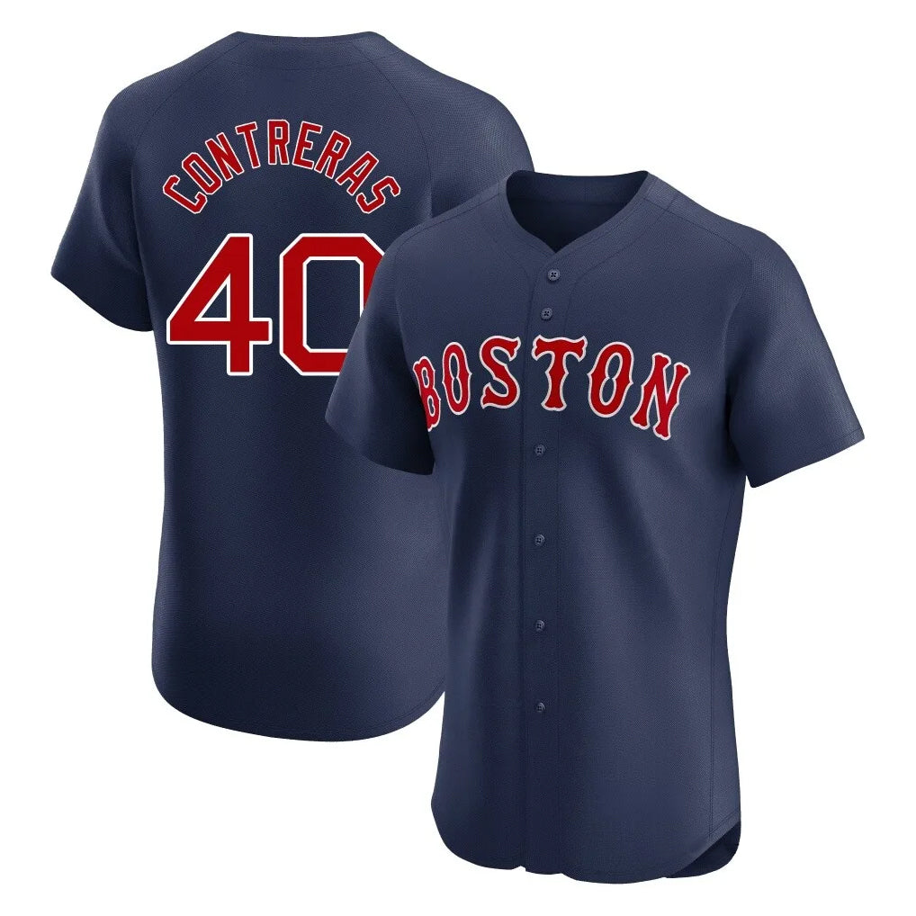 Friene B.Red Sox #40 Willson Contreras Player Navy Limited Elite Home Game Stitched Jerseys