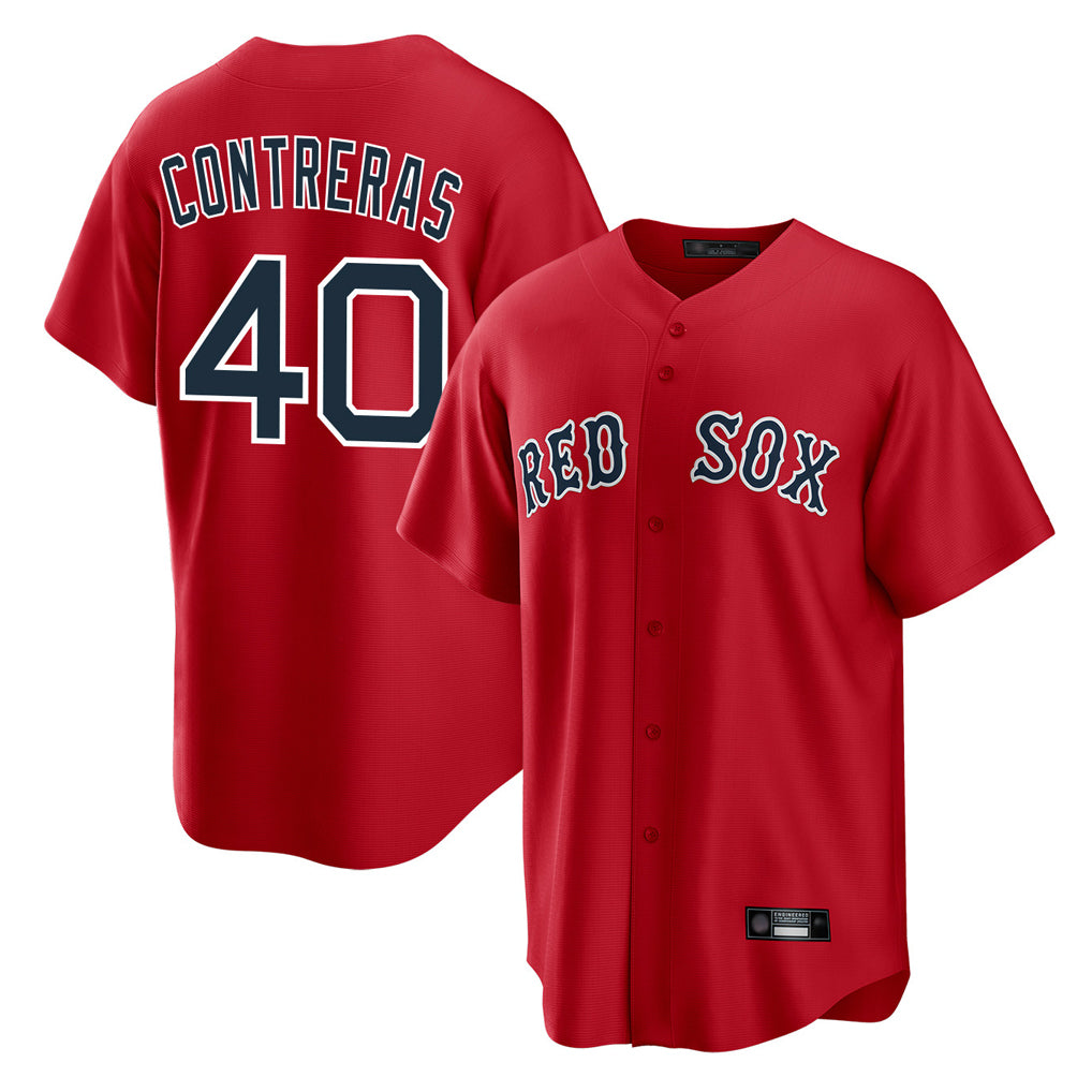 Friene B.Red Sox #40 Willson Contreras Player Red Home Game Stitched Jerseys