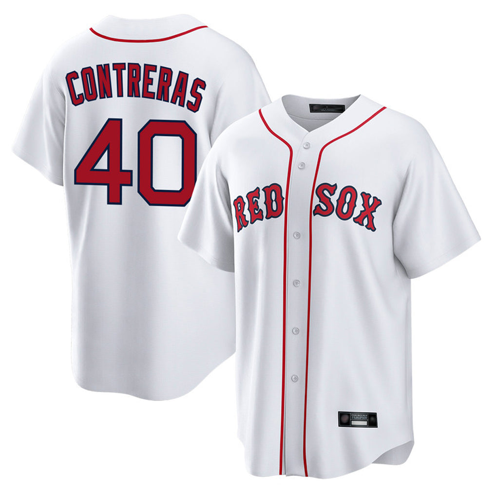 Friene B.Red Sox #40 Willson Contreras Player White Home Game Stitched Jerseys