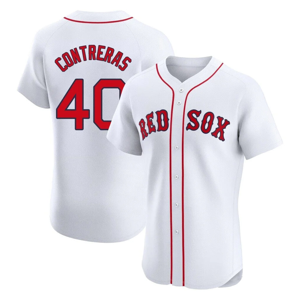 Friene B.Red Sox #40 Willson Contreras Player White Limited Elite Home Game Stitched Jerseys