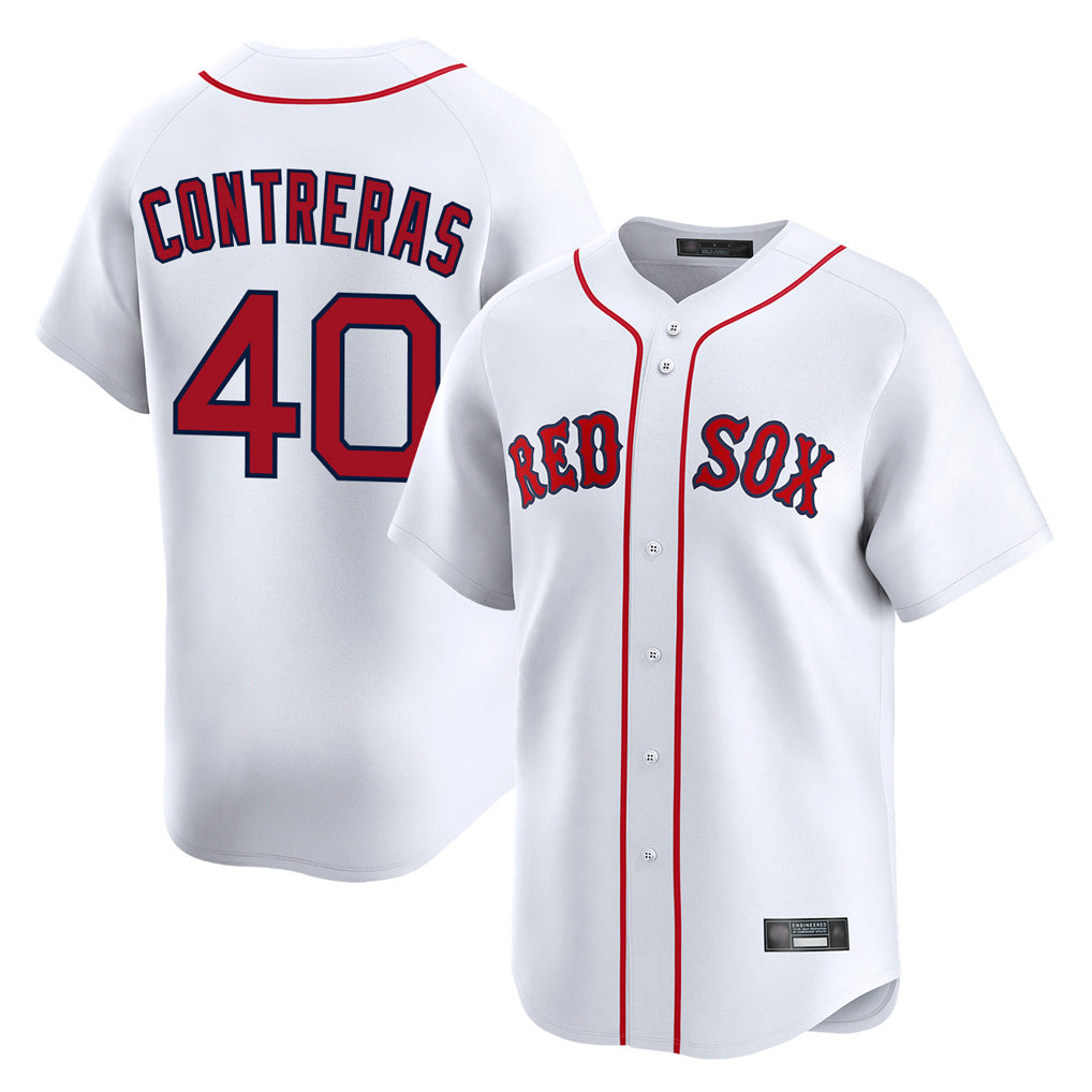Friene B.Red Sox #40 Willson Contreras Player White Limited Home Game Stitched Jerseys