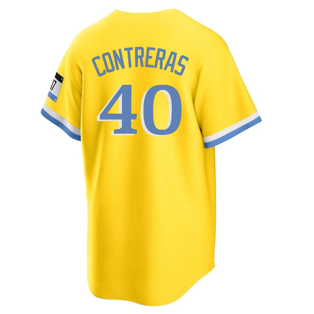 Friene B.Red Sox #40 Willson Contreras Player Yellow Home Game Stitched Jerseys