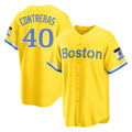 Friene B.Red Sox #40 Willson Contreras Player Yellow Home Game Stitched Jerseys