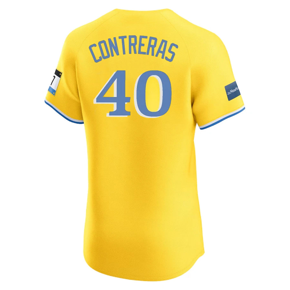 Friene B.Red Sox #40 Willson Contreras Player Yellow Limited Elite Home Game Stitched Jerseys