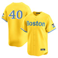 Friene B.Red Sox #40 Willson Contreras Player Yellow Limited Home Game Stitched Jerseys