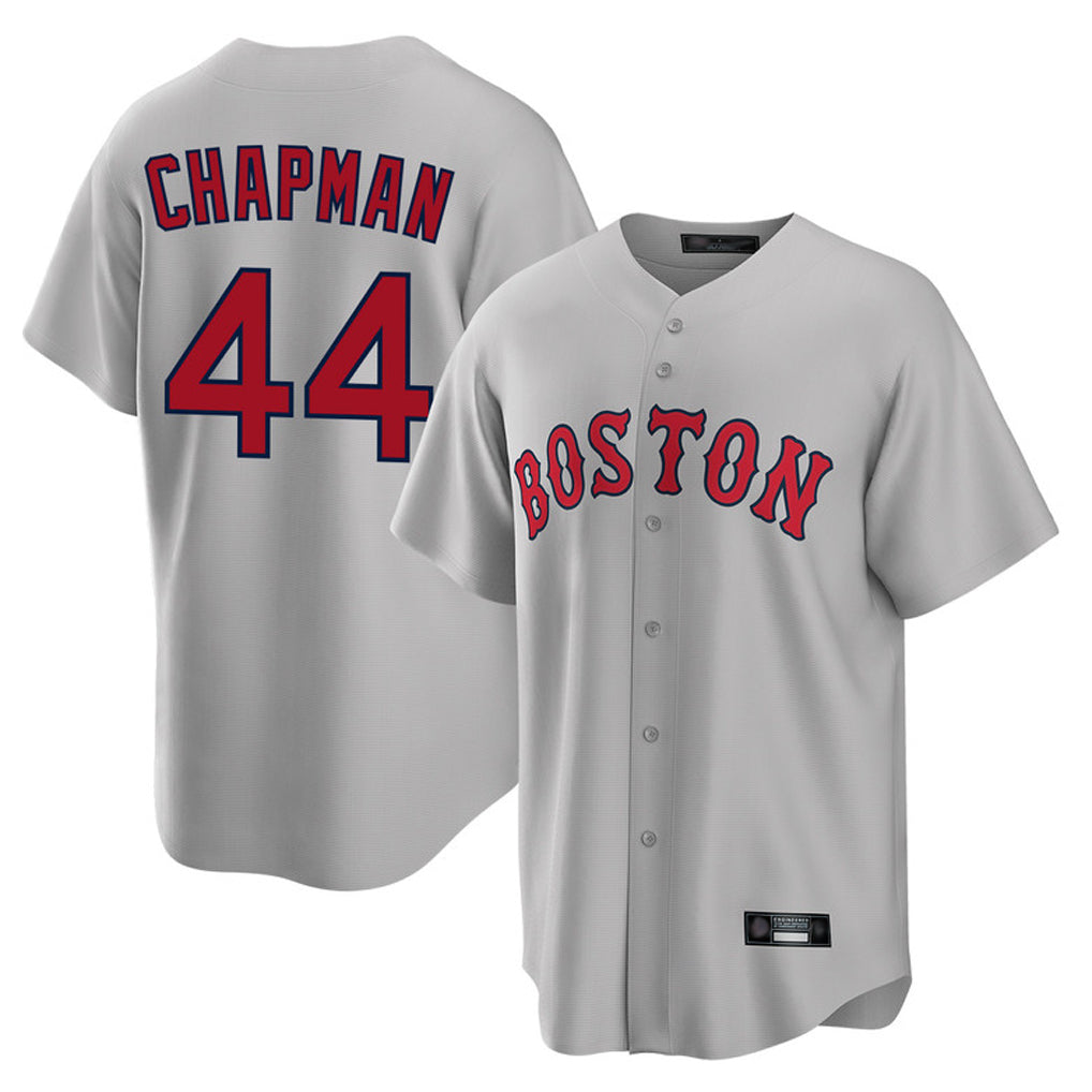Friene B.Red Sox #44 Aroldis Chapman Player Gray Road Home Game Stitched Jerseys