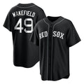Friene B.Red Sox #49 Tim Wakefield Player Black Home Game Stitched Jerseys