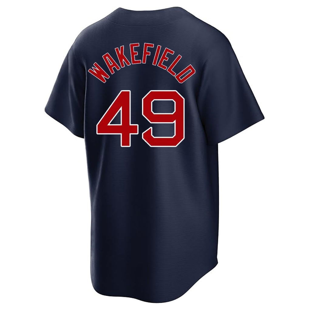 Friene B.Red Sox #49 Tim Wakefield Player Navy Home Game Stitched Jerseys