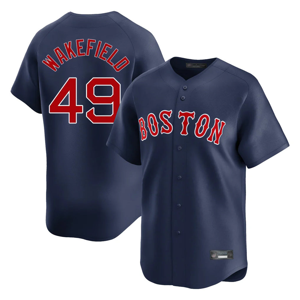 Friene B.Red Sox #49 Tim Wakefield Player Navy Limited Home Game Stitched Jerseys