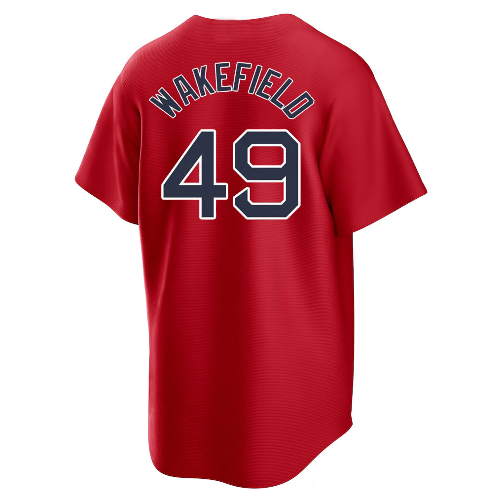 Friene B.Red Sox #49 Tim Wakefield Player Red Home Game Stitched Jerseys