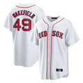 Friene B.Red Sox #49 Tim Wakefield Player White Home Game Stitched Jerseys