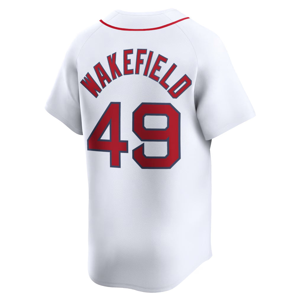Friene B.Red Sox #49 Tim Wakefield Player White Limited Home Game Stitched Jerseys