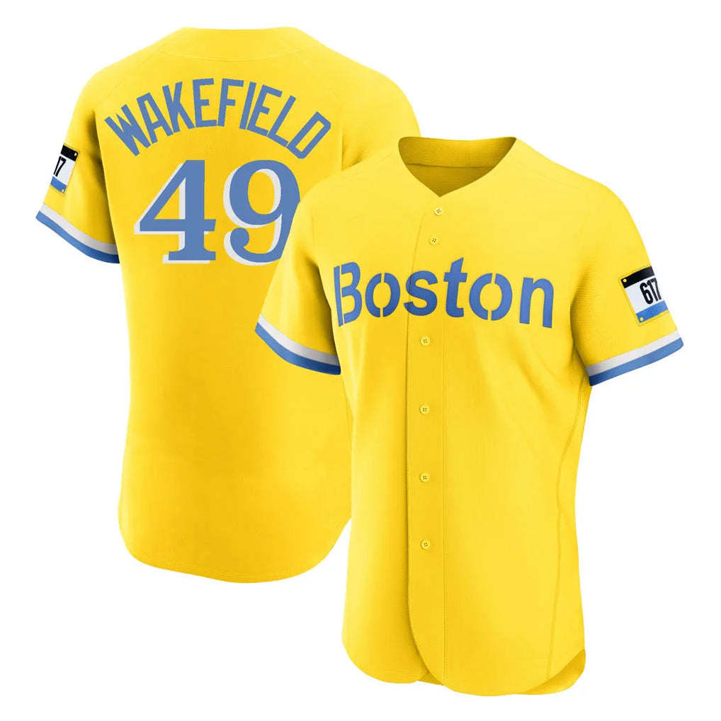 Friene B.Red Sox #49 Tim Wakefield Player White Limited Home Game Stitched Jerseys