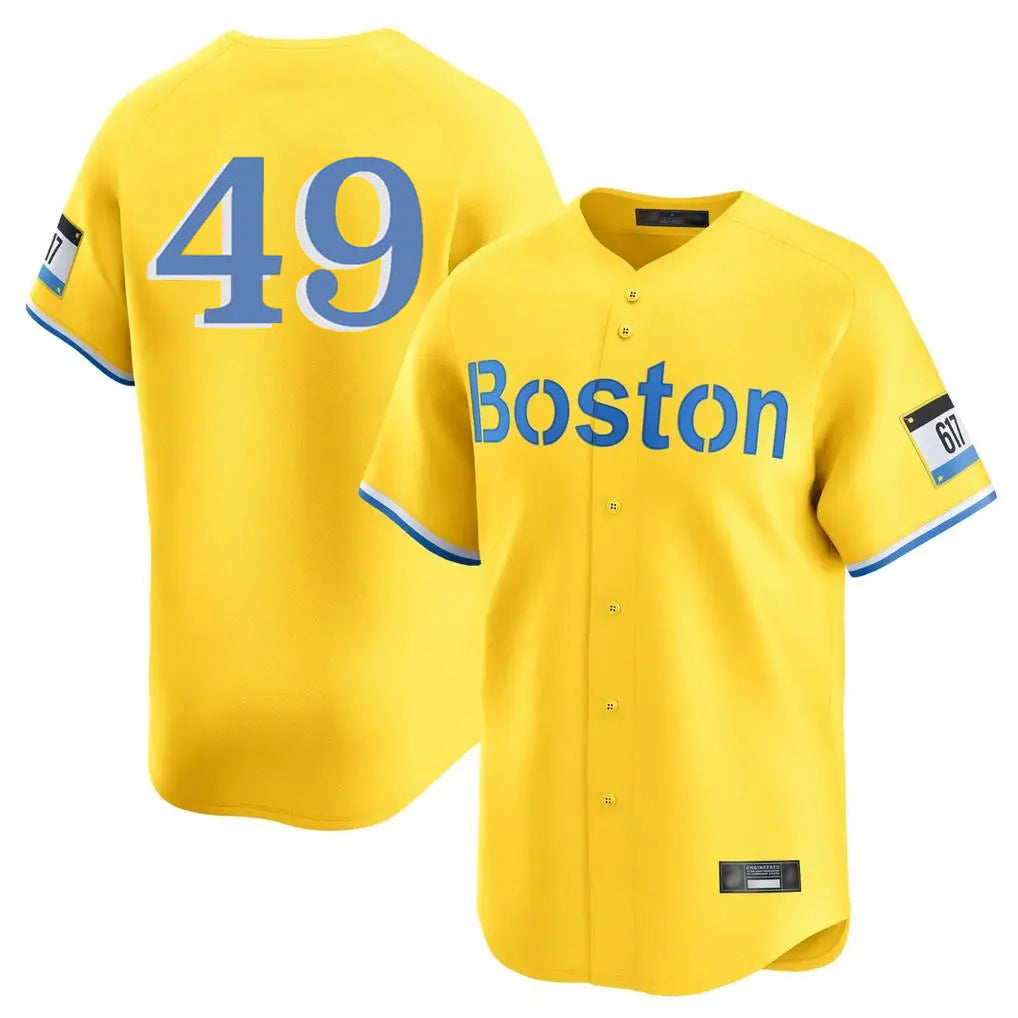 Friene B.Red Sox #49 Tim Wakefield Player Yellow Limited Home Game Stitched Jerseys