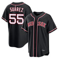 Friene B.Red Sox #55 Ranger Su¨¢rez Player Black Out Home Game Stitched Jerseys