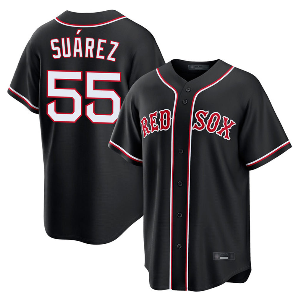 Friene B.Red Sox #55 Ranger Su¨¢rez Player Black Out Home Game Stitched Jerseys
