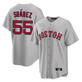 Friene B.Red Sox #55 Ranger Su¨¢rez Player Gray Road Home Game Stitched Jerseys