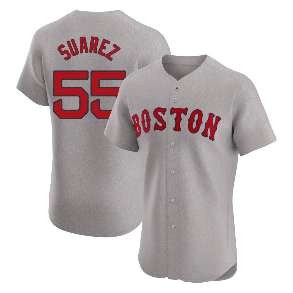 Friene B.Red Sox #55 Ranger Su¨¢rez Player Gray Road Limited Elite Home Game Stitched Jerseys