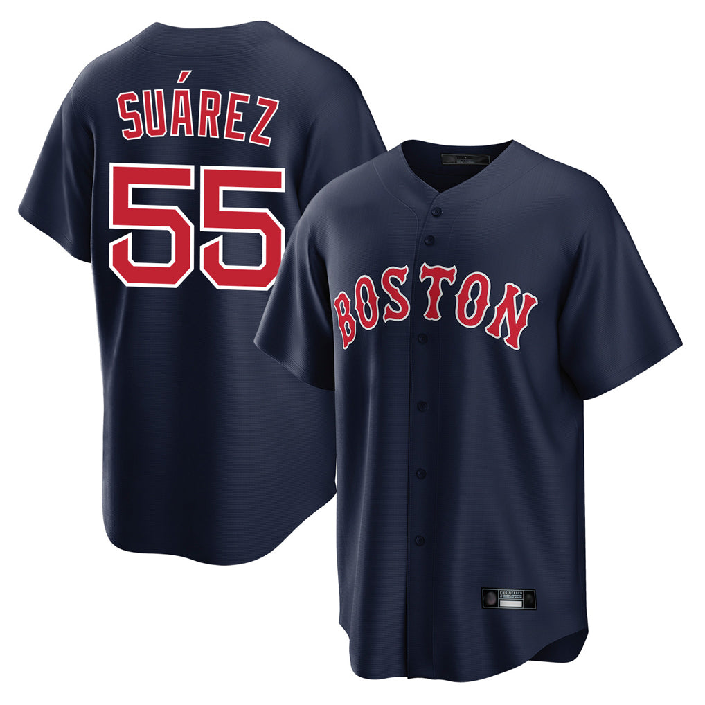 Friene B.Red Sox #55 Ranger Su¨¢rez Player Navy Home Game Stitched Jerseys
